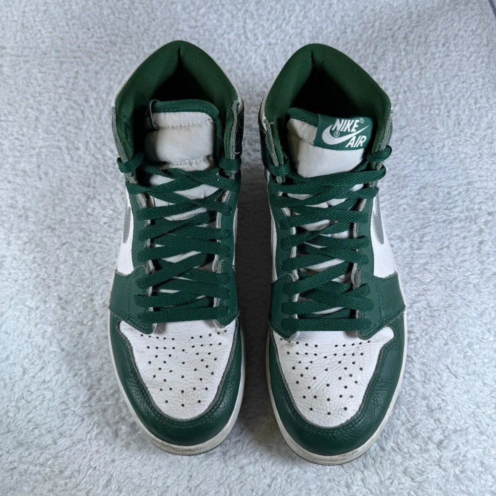 Size 8 - Men's Nike Air Jordan 1 Retro High OG Shoes Gorge Green Silver Sneakers